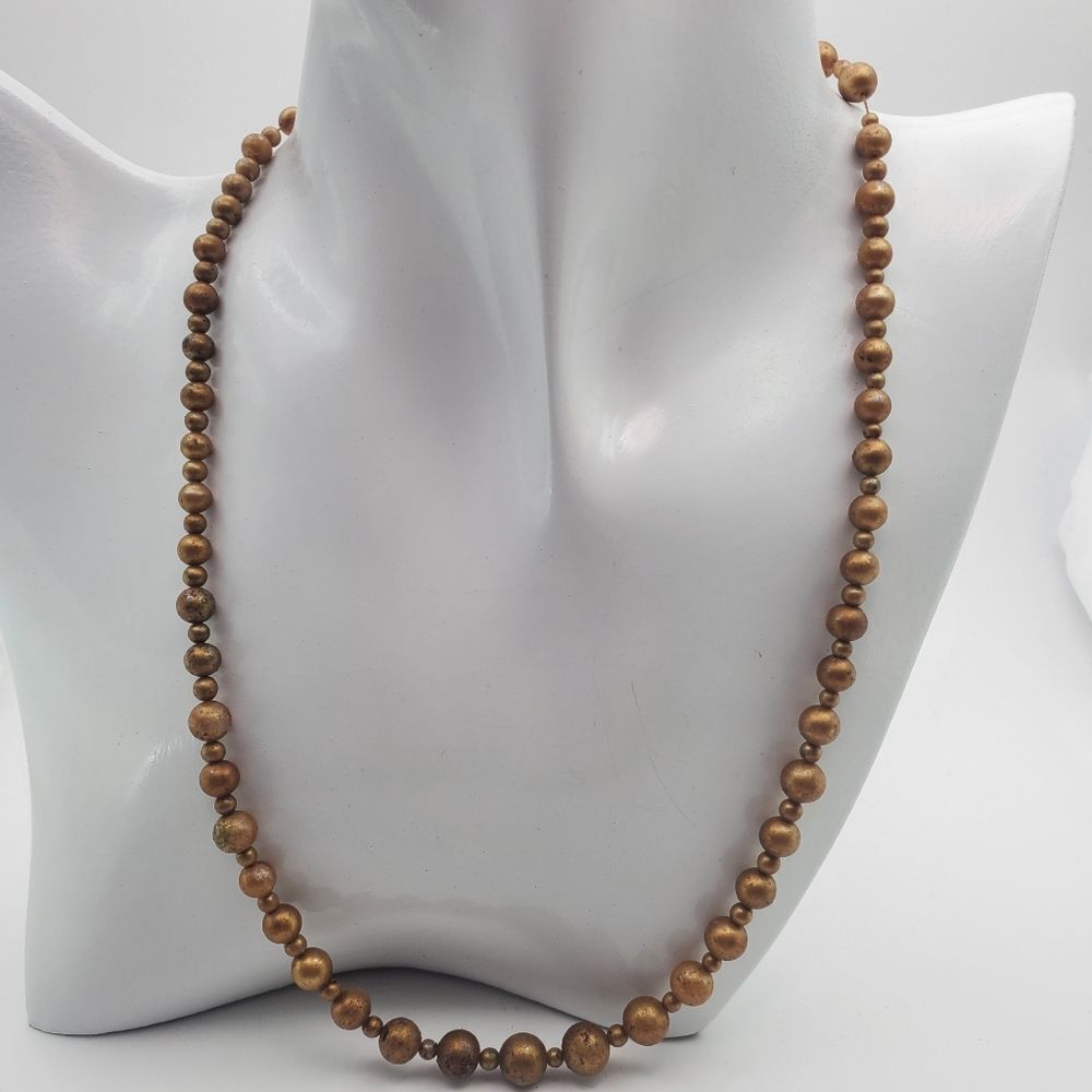 Vintage 1970s ethnic glazed bead necklace N1132